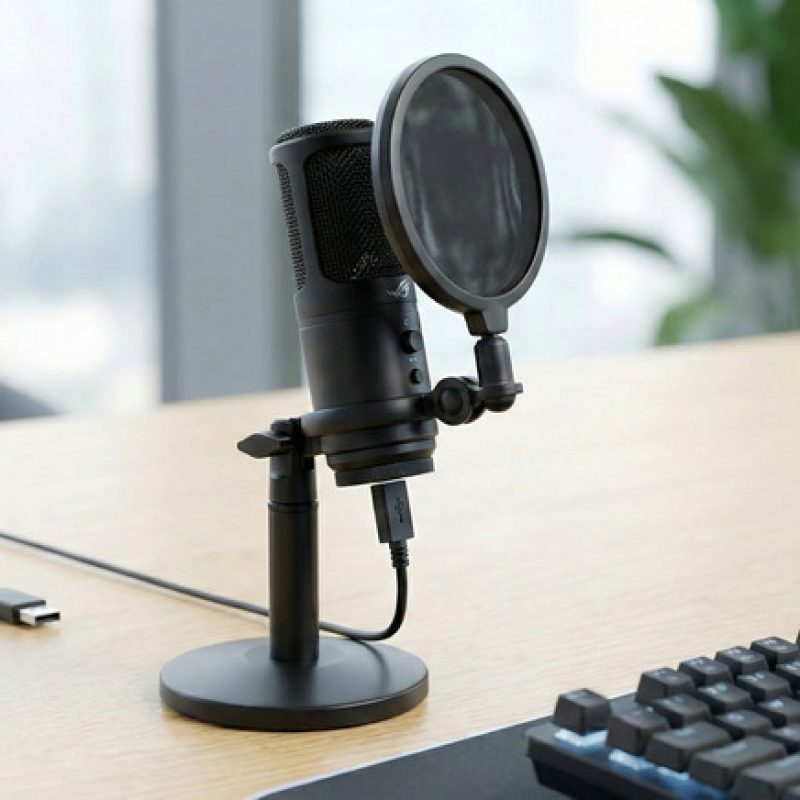 Microfone Condensador USB para Streaming e Podcast